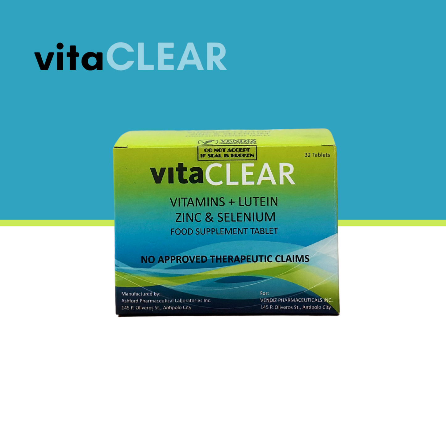 VITACLEAR VITAMINS + LUTEIN + ZINC & SELENIUM Eye Food Supplement Tablet 32 Tablets