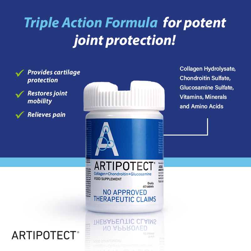 ARTIPOTECT Collagen Hydrolysate + Chondroitin Sulfate + Glucosamine Sulfate 500mg + 180mg + 140mg 60 Tablets