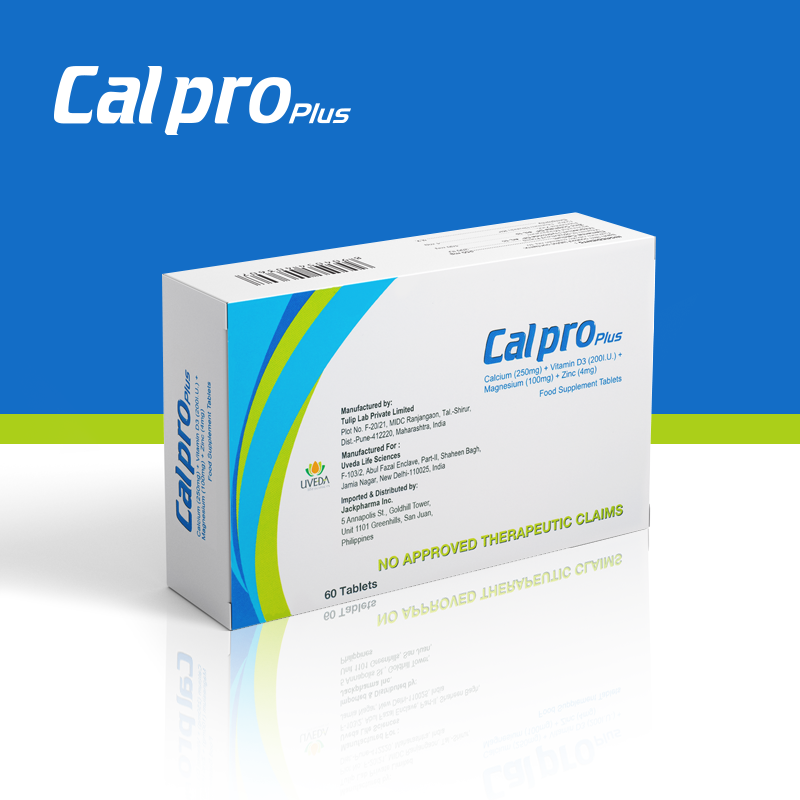 CALPRO PLUS Calcium Citrate Malate + Vitamin D3 + Magnesium & Zinc 250mg + 200IU + 100mg + 4mg 60 Tablets