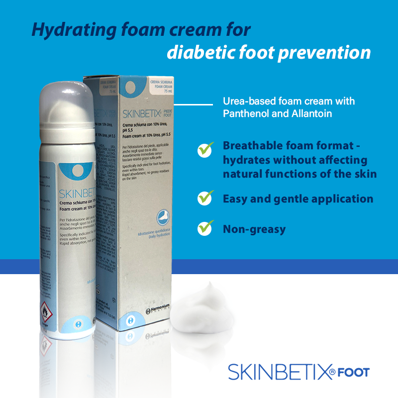 SKINBETIX FOOT Urea-based foam cream with Panthenol and Allantoin 75mL Bottle (90 Pumps)